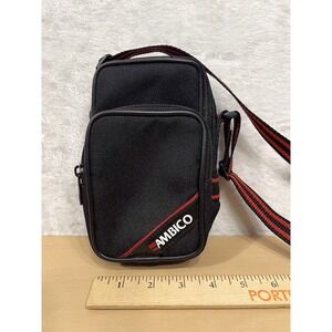 Ambico Small Camera Case Shoulder Bag Black Red Zippered Padded